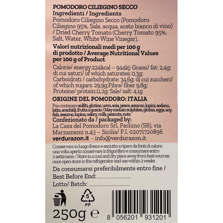 Pomodoro Ciliegino Secco Sfuso- prodotti tipici siciliani online