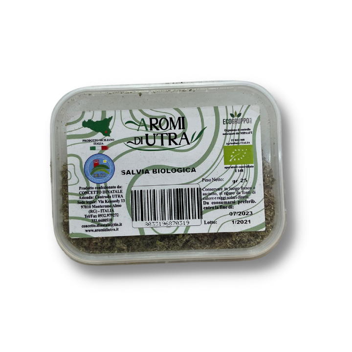 Salvia in Vaschetta Bio 25g - spezie e aromi tipici siciliani online. verdurazon.it e la Casa del Pomodoro