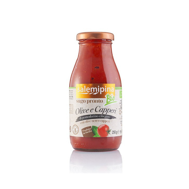 Sugo di pomodoro Ciliegino con Olive Nere e Capperi