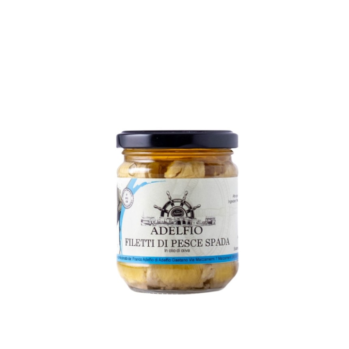 Filetti di Pesce Spada in olio d'oliva vaso 200g Adelfio