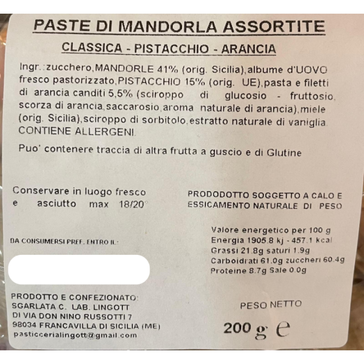 Paste Mandorla Classiche 200g Alcantara Biscotti
