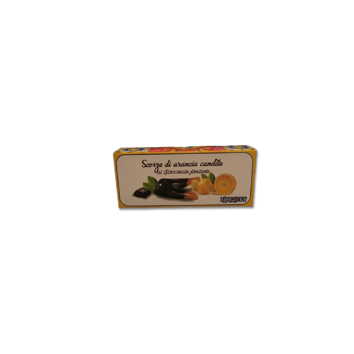 Scorze di Arancia Candite ricoperte di Cioccolato Alcantara Biscotti