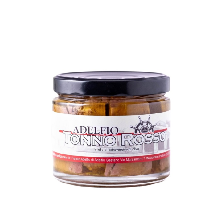Tonno Rosso in olio d'oliva vaso vetro 1650g Adelfio